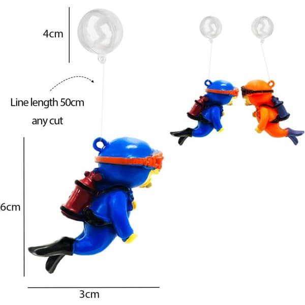 Sæt med 2 søde dykkerakvariedekorationer (blå/orange)