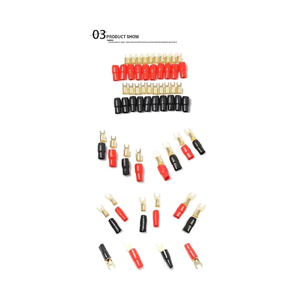 3 Par Kabelsko Blænde Adaptere Kobber Forgyldt 0 Gauge Spade Terminal Crimp Crimp Barrier Spades Fo