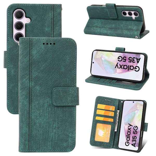 Lämplig för Samsung S25Ultra mobiltelefon läderfodral Samsung S24 magnetisk S23Plus flip telefon skyddsfodral, S25 Ultra, grön