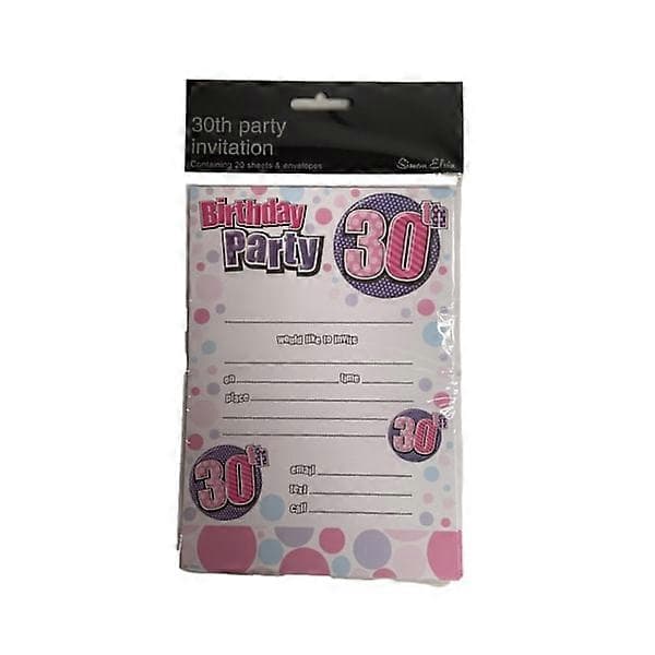 Simon Elvin 30-årsdag Inbjudningskort (20-pack) One Size Vit/Rosa/Blå