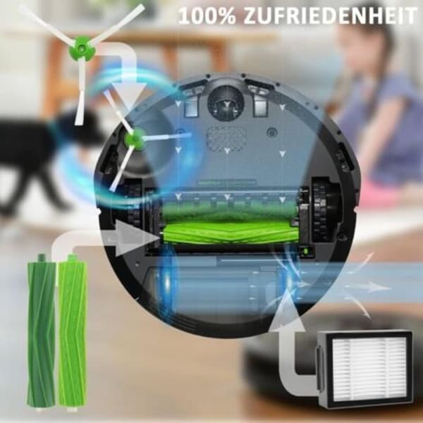(C) Erstatningsbørstetilbehør for iRobot Roomba i7 i7+ i3 i3+ i4 j7 E5 E6 E7