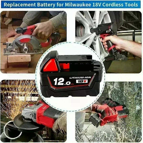 Soveltuva alkuperäinen Milwaukee 18V 12.0Ah -akulle Soveltuva malleille M18 48-11-1815 48-11-1850 2646-20 2642-21ct Korvaava litiumakku Milwaukee -laitteille