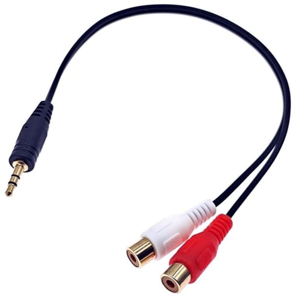 3,5 mm til 2 RCA lydkabel. Adapter til RCA hun til 3,5 mm han stereo phono hovedtelefonstik.