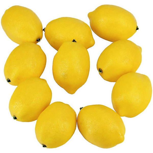 20 stk. Kunstige Citroner Falske Citroner Faux Citroner Frugter I Gul 3 Tommer Lang X 2 Tommer Bred