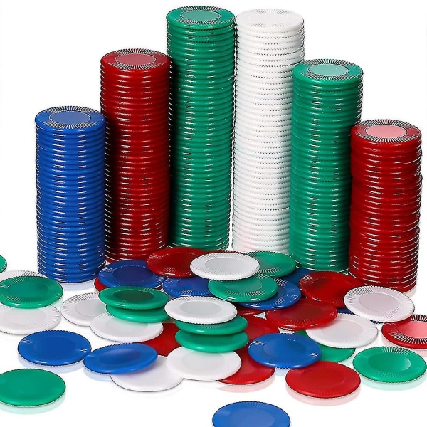 400 kpl muoviset pokerimerkit Pelimerkit 4 värin laskurikortti pelin pelaamiseen Counting Bingo Gam
