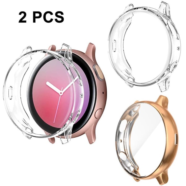 2-pack Kompatibel med Samsung Galaxy Watch Active2 40mm, 2-pack Mjuk TPU Bumper Full Around Skärmskyddsfodral för Samsung