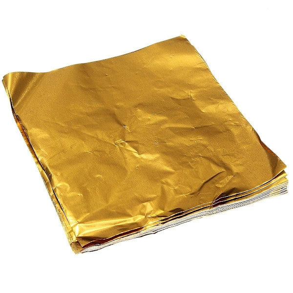 100 stk. Firkantede Slik Chokolade Lollipop Papir Aluminiumfolie Indpakninger Guld