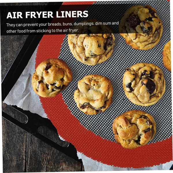 Tre-delt gjenbrukbart silikonmatte-sett, egnet for airfryere, non-stick kjøkkentilbehør, et sunt matlagingsvalg.