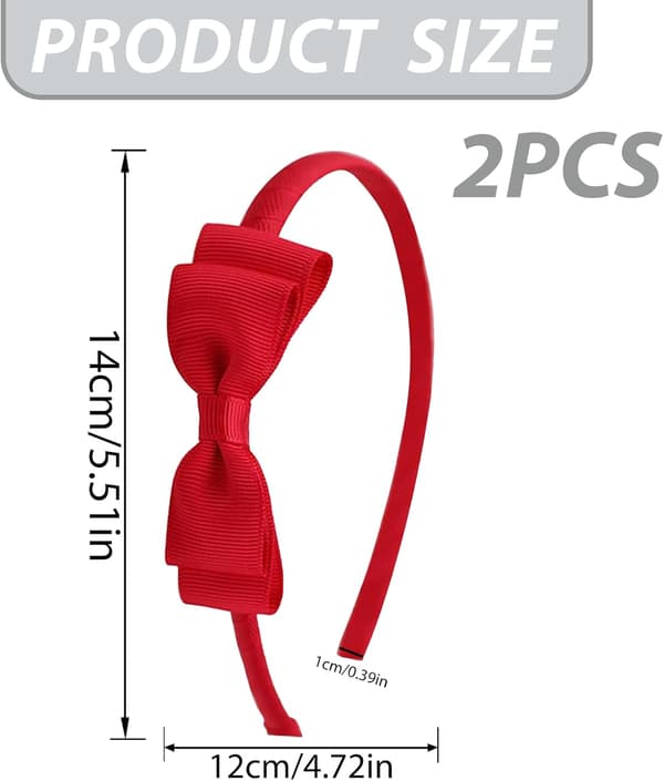 Rødt hårbånd, pigers røde sløjfehårbånd til piger, 2 stk.