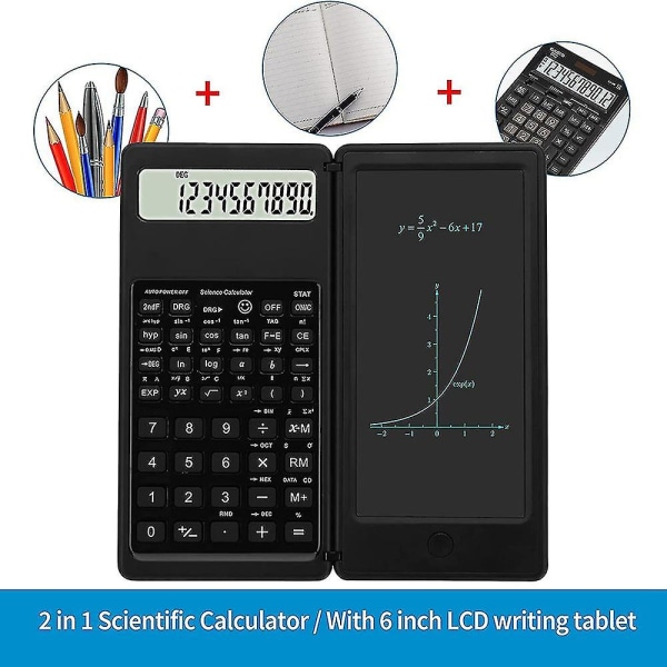 Vitenskapelig kalkulator 10-sifret LCD-skjermteknikkkalkulator med skrivenettbrett for videregående skole (haoyi