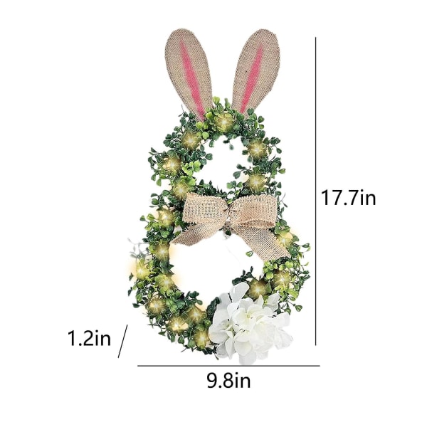 Påskekrans for inngangsdør Kaninformet med led krans hortensia vårpåskedekorasjon