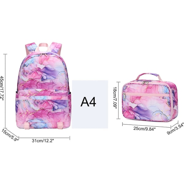 Medium axelväska set 2 st Daypack med lunchlåda flickor skolväska