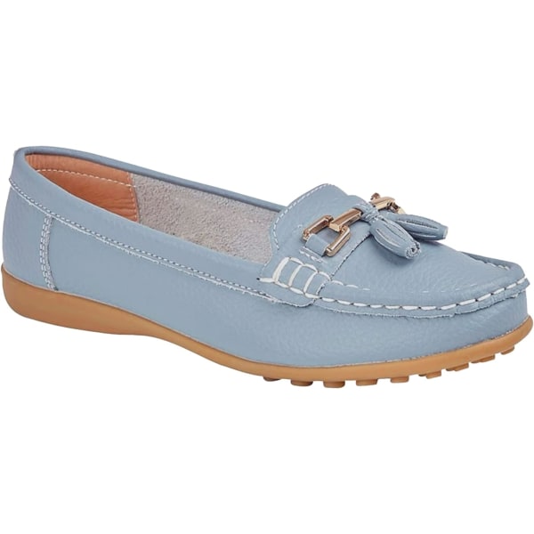 Dames Ballerina Slip-On med Sløyfe Ballerina Pumper Dolly Sko Baby Blue 36