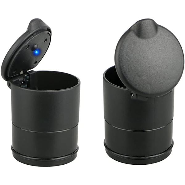 Bilaskfat med LED-ljus / Bärbart askfat med fällbart lock - Fordon