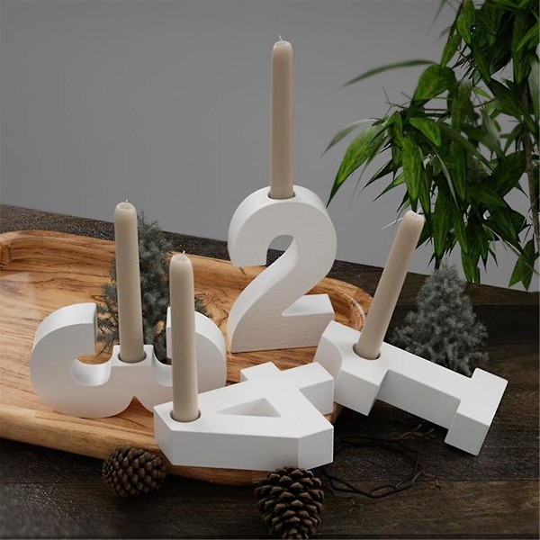 4 st 1-4 Nummerformar, DIY Silikonformar, 3D Handgjorda Ljusstakeformar, Gipsformar, Ljus