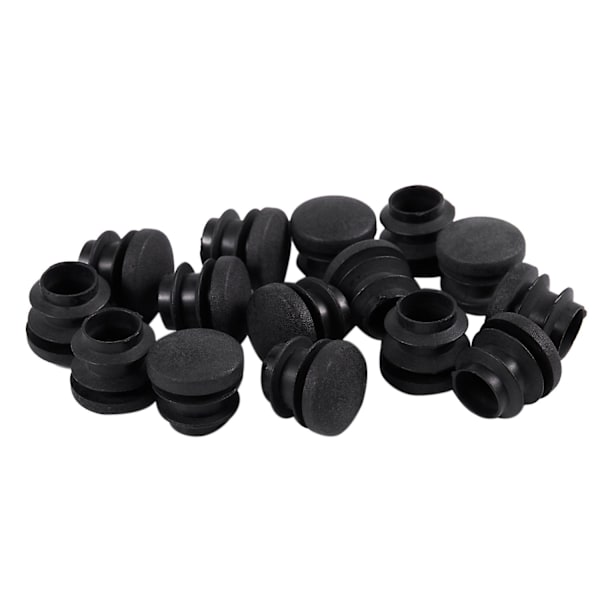 15 st Svarta Plastproppar Runda Rörinsatser Rörplugg 16mm