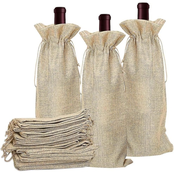 10 stk vinposer vinpose med snørelukning gave jute jute vinposer gave