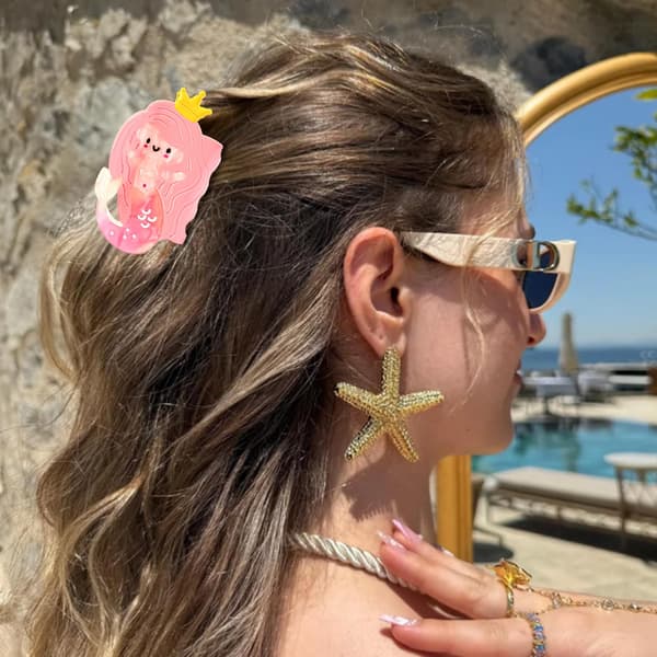 Mermaid Söpöt Hiusklipsit Kesärantahiustarvikkeet Naisille, Vaaleanpunainen