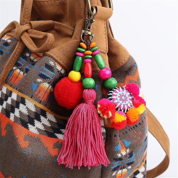 Wabjtam Colorful Tassel Bag Charm For Women,lagdelt dusk Nøkkelring Nøkkelring Veske Håndveske Dekoranheng