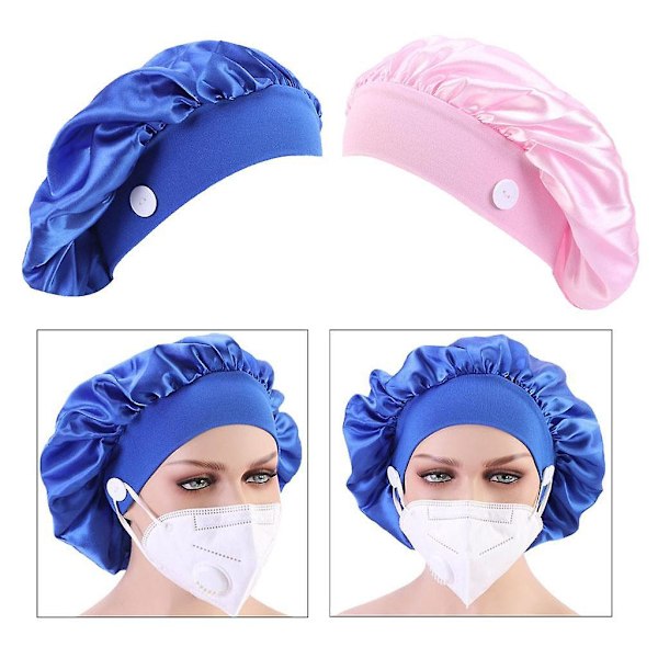 2 kpl Unisex Satiini Scrub-Pipo Chemo-Pipo Bonnet Päähuivi Turbaani