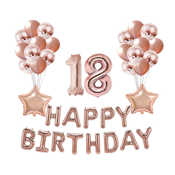 37 stk. 18 År Gammel Glad Fødselsdag Balloner Dekorative Rosenguld Latex Balloner Paljetter Balloner Til Fødselsdag Bryllup Banket