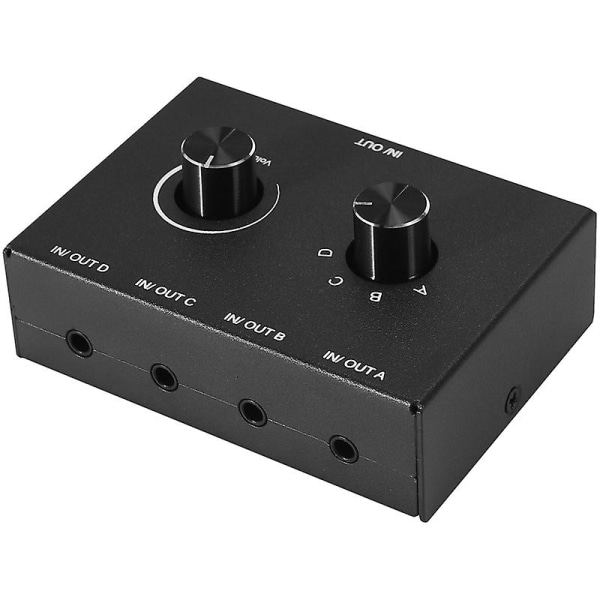 4 Port Audio Switch, 3,5 mm Audio Switcher, Stereo Aux Audio Selector, 4 Input 1output/1input 4 Outp
