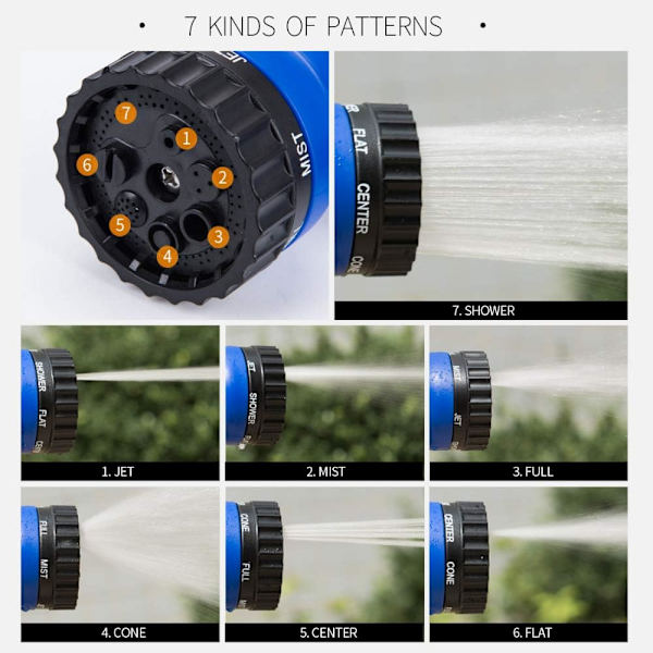 100FT Udvidbar Havevandingslange, Fleksibel Udvidende Magic Slange med 3/4\", 1/2\" Fittings, Havevandingslange med 7 Funktions Sprøjtetud
