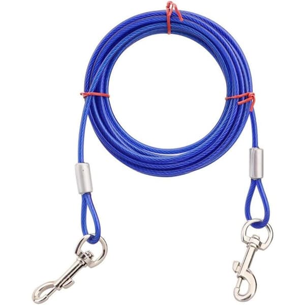 Blå 3-meter hundebindekabel. Hundebindekabel. Til have, camping, udendørs