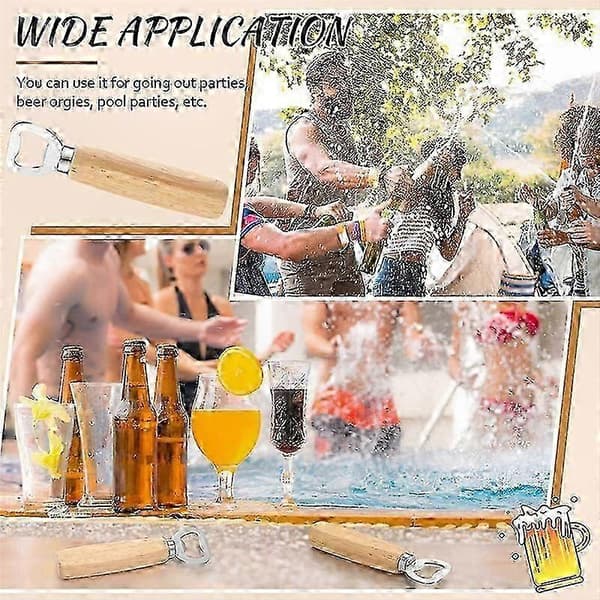 20-pack Trä Ölflasköppnare med Rostfri Stålkant för Bartending, Lämplig för Vin- och Ciderflaskor