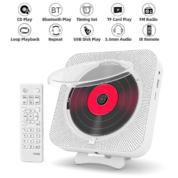 Kannettava CD-soitin Bluetooth-kaiuttimella Stereo CD-soittimet LED-näyttö Seinäkiinnitettävä CD-musiikkisoitin IR-kaukosäätimellä FM-radio