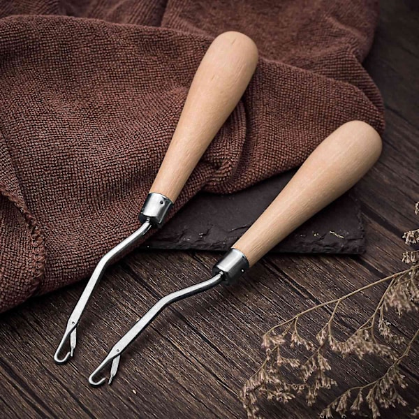 Böjd Latch Hook Virknål, Inkluderar Trä Böjd Latch Hook Plast Curl Virknål För