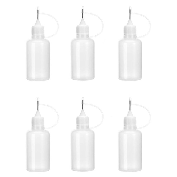 6-pack 30 ml Nål Limflaska DIY Papperskonst Rullverktyg Flaska Nålflaska Applikator