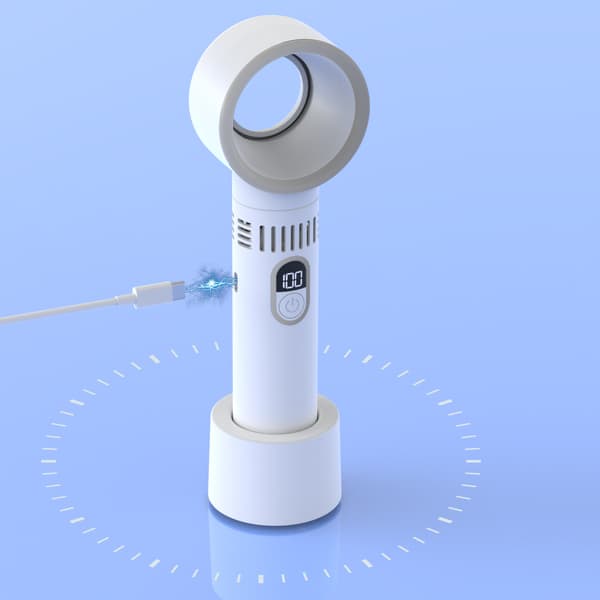 Mini håndholdt bladløs ventilator, USB genopladelig, bærbar lille ventilator