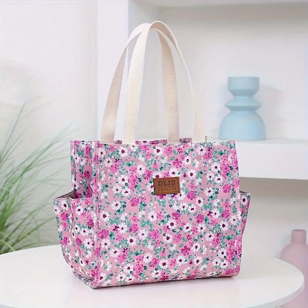 Floral pattern tote bags, fashionable nylon lunch bags, women's casual tote bags and lunch bags