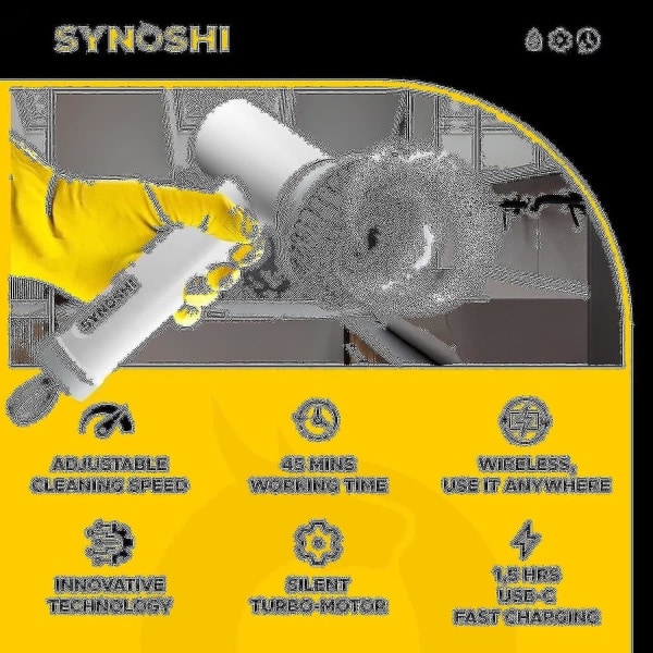 Elektrisk rengøringsbørste, spin scrubber med 3 udskiftelige rengøringshoveder, 2 justerbare hastigheder, trådløs scrubber, perfekt til rengøring...