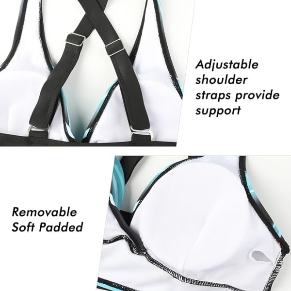 Damernas Tvådelade Baddräkt Wrap Bikini Hög Midja Botten Tummy Controlling Baddräkt Vintage Tryckt Baddräkt blue stripes N