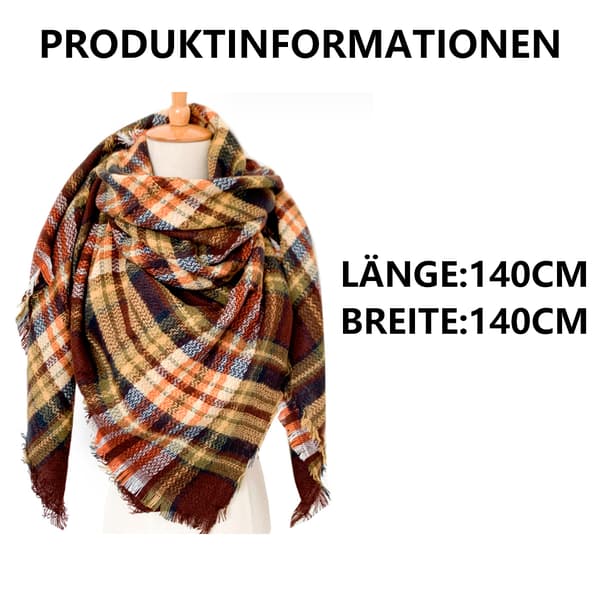 Rutig sjal, extra stor, kvadratisk pläd, vintersjal