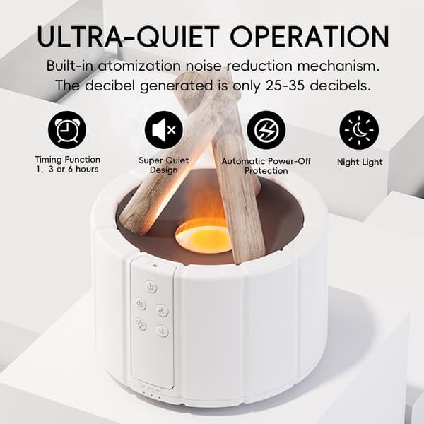 Lägereldsflamma Elddiffusor, Lägereldsaromaterapi Eterisk Oljediffusor, 250 ml Trä Kall Dimma Luftfuktare för Hem, Sovrum, Kontor, Fjärrkontroll