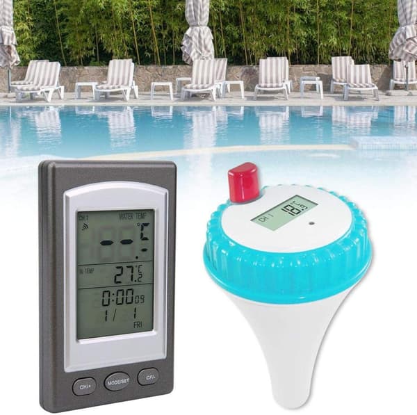 Poolsender med display, til trådløst pooltermometer antracit, med temperaturvisning