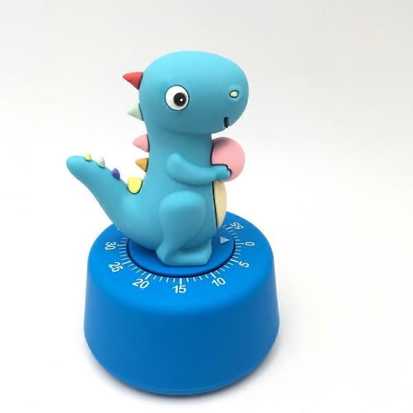 Kjøkkenform Mekanisk Timer Energisparing og Miljøvennlig Timer for Baking Steking Koking av Egg (Blå Dinosaur)