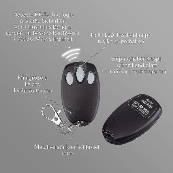 2-pak Erstatningshåndsæt Chamberlain Liftmaster Motorlift Garageport Sendere 94335e | 84335e | Ml700 | Ml500 | Ml850 | Merlin + C945 | C840