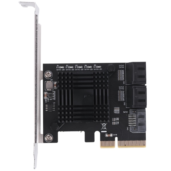 PCIe SATA-kort 5 port, PCI-E til SATA-udvidelseskort, 6 Gbps PCI-E (2X 4X 8X 16X) SATA 3.0-controller