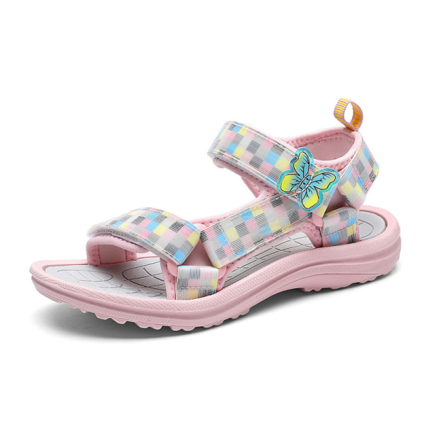 Trendiga söta sandaler med öppen tå för flickor, andas lätta sandaler för inomhus utomhusstrand, sommar Pink Color 36