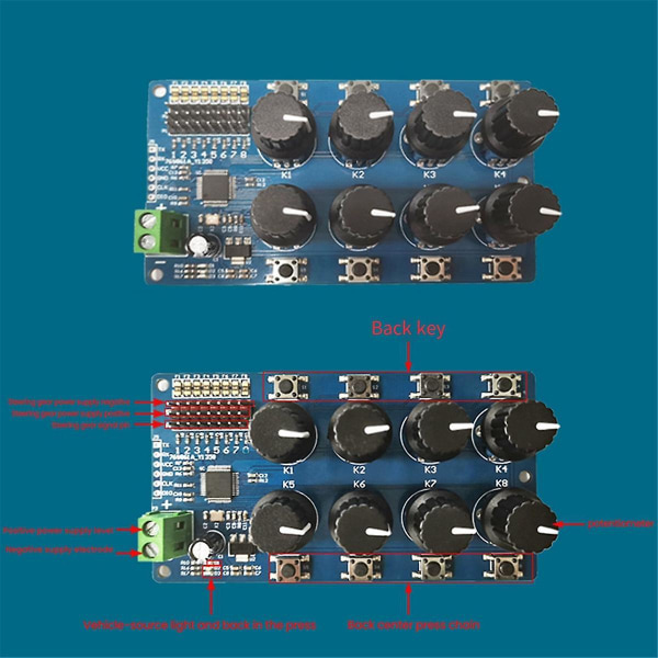 8CH Rotationsknap Servo Driver 8 Kanals/Vejs Styringskort Overstrømsbeskyttelse Servo Tester Servo Controller