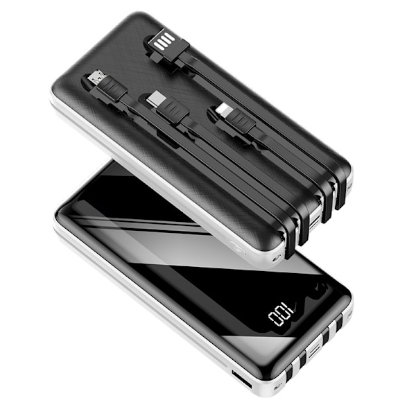 Mukana nelijohdin kannettava varavirtalähde 30000 mAh suuri kapasiteetti mobiili varavirtalähde, King Kong Musta Black