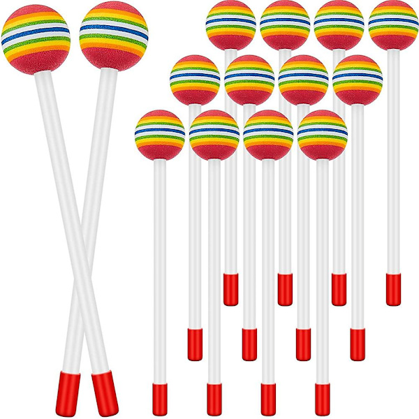 14 st Lollipop Trummstickor Runda Regnbågshammare Percussion Sticks Plast Trummstickor För Barn