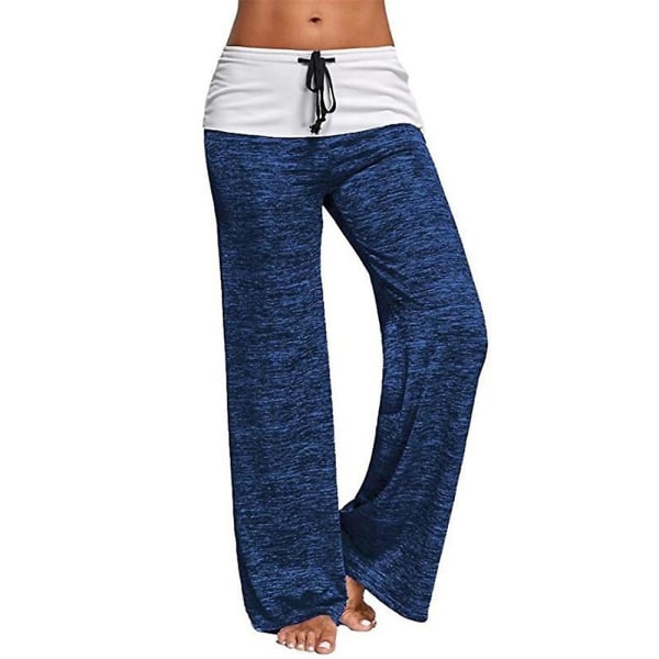 Dame Snøring Casual Yoga Bukser Pustende Gym Sport Pilates Langbukser Blue XL