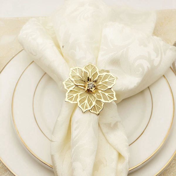 30 st Servett Ringar i Metall Guld Blomma Design Servett Spänne Servett Ringhållare Hotell Bröllop Fest Vi
