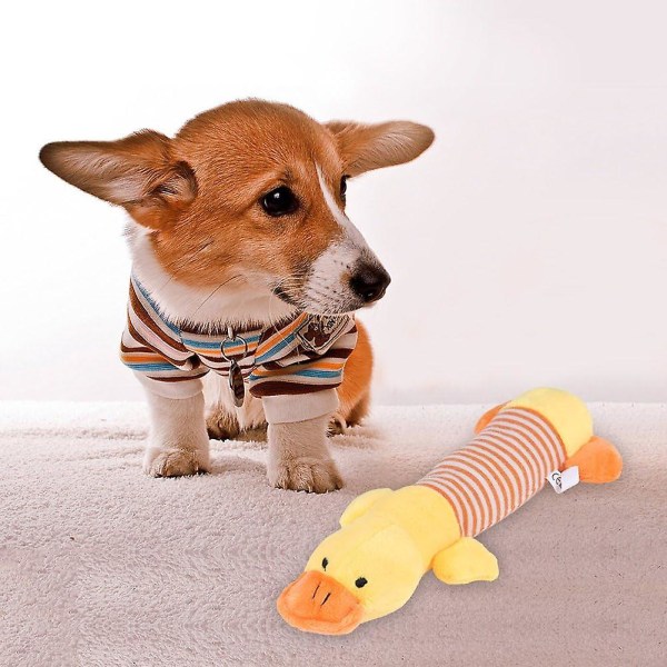 Animal Shape Pet Plysch Ljudleksak, Husdjur Hund Katt Tuggande Pipande ljud Leksak Tecknad Design Interaktiv leksak (anka)