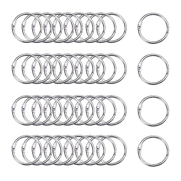 100 stk. Binderringe 1,2 tommer/30 mm Sølv Metal